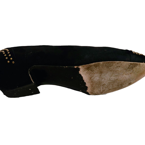 Vintage Stuart Weitzman Pumps 8.5 Black Suede with Crystal studs 80s - Picture 8 of 9